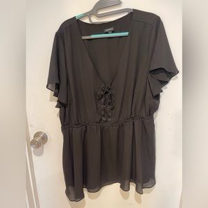 Flowy blouse with lace up detail